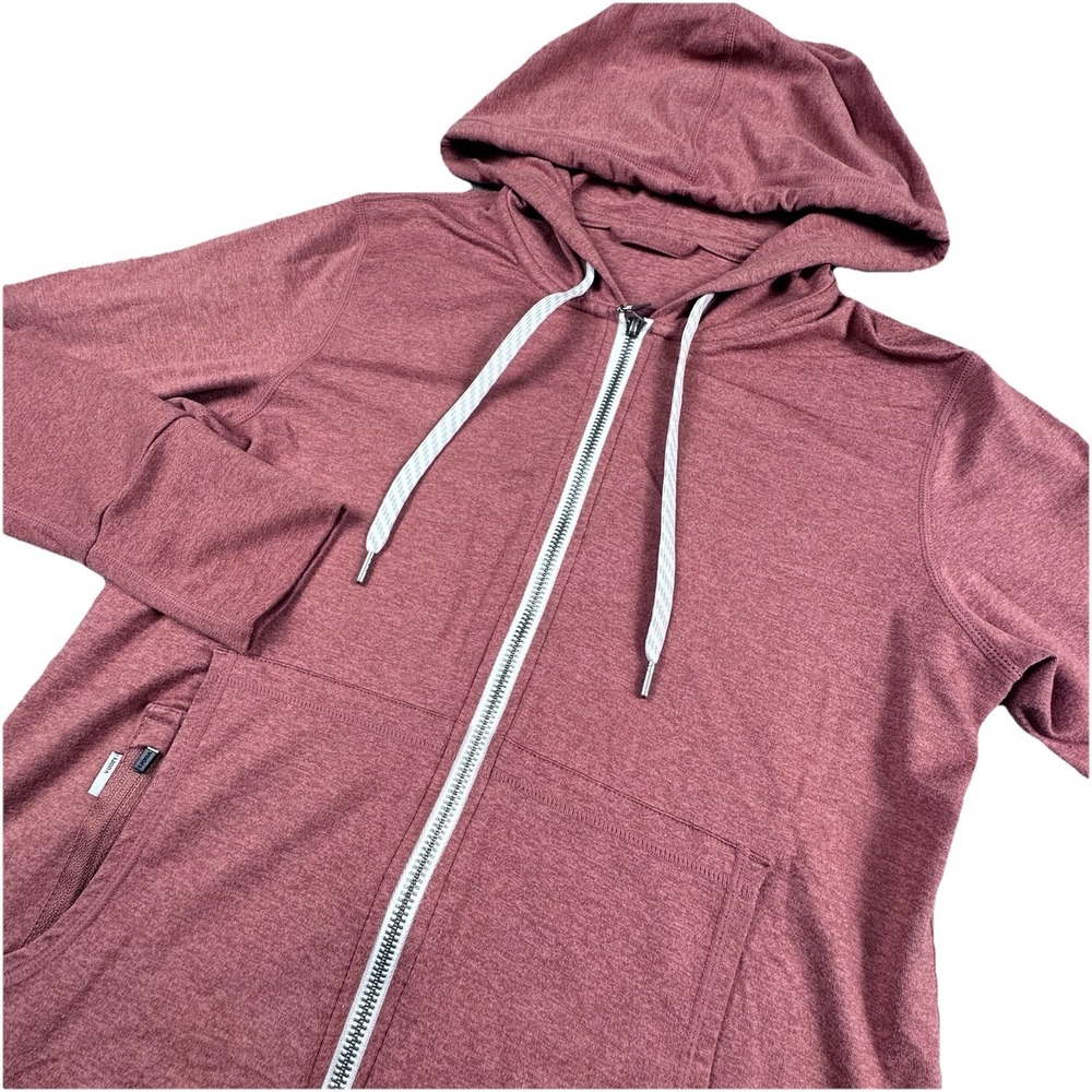 Vuori Halo Performance Hoodie 2.0 Women XS Orange Drawstring Full-Zip Drawstring